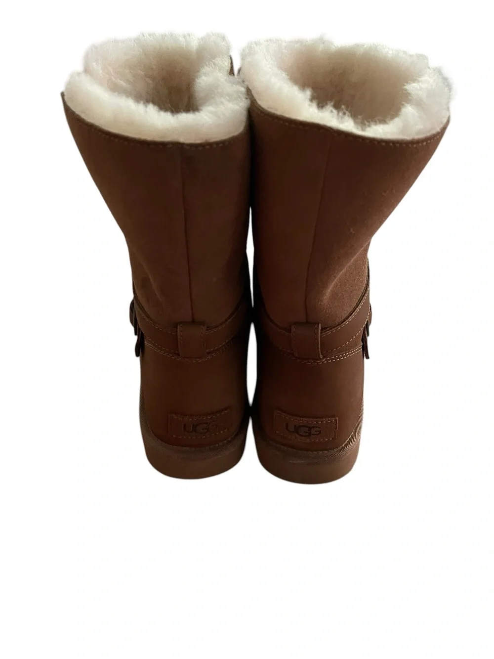 UGG Chestnut Brown Shearling-Lined Winter Bellina Belted Boots Size 9